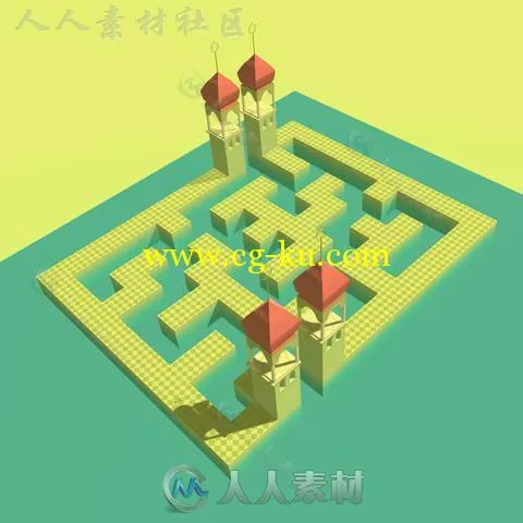 模块化艺术风格城堡幻想环境3D模型Unity素材资源的图片2