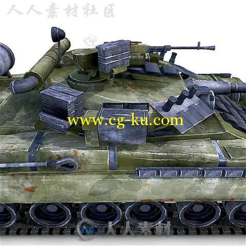 T-80 UD坦克陆地车辆3D模型Unity素材资源的图片1