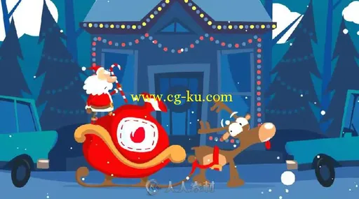 圣诞老人乘坐雪橇车卡通动画标志展示AE模板VideohiveChristmas Logo Opener 7 par...的图片2