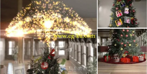 美丽的圣诞树照片墙幻灯片相册动画AE模板 Videohive Christmas Tree 6341620的图片1