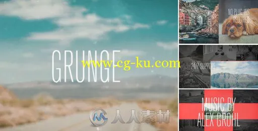 动感杂渍照片切换幻灯片相册动画AE模板 Videohive Dynamic Grunge Opener 19158765的图片1