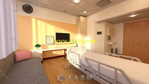 全新的干净的医院卧室3D模型合辑的图片2