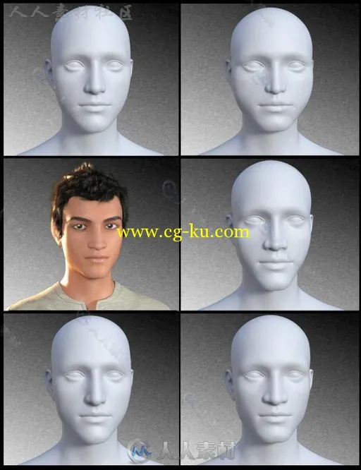 全面完整的男性面孔3D模型合辑的图片3