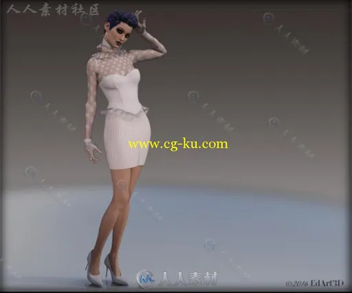 哥特式女性性感紧身短裙3D模型合辑的图片3