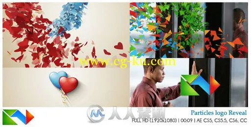 美丽多彩的形状粒子汇聚标志显示LOGO演绎AE模板 Videohive Particles Logo Reveal的图片1