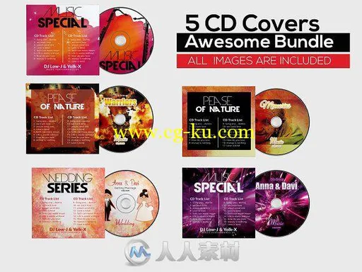 5款CD封面展示PSD模板的图片1