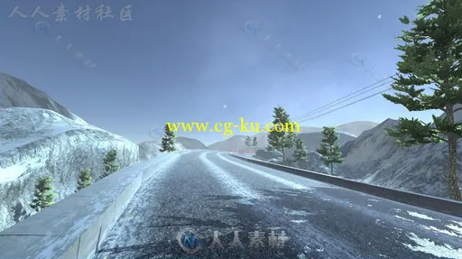 冬季山路赛道和车道环境3D模型Unity素材资源的图片1