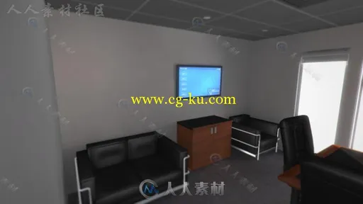 现代办公会议室环境3D模型Unity素材资源的图片3