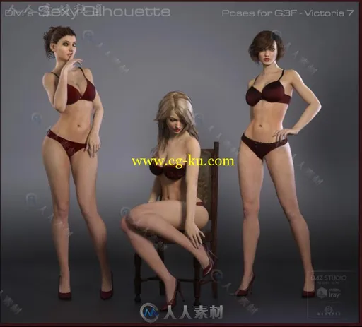 女性性感全身姿势3D模型合辑的图片3