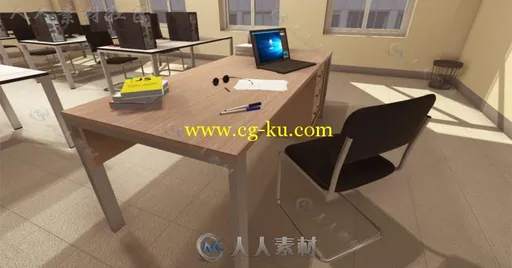 现代计算机教室室内道具3D模型Unity素材资源的图片3