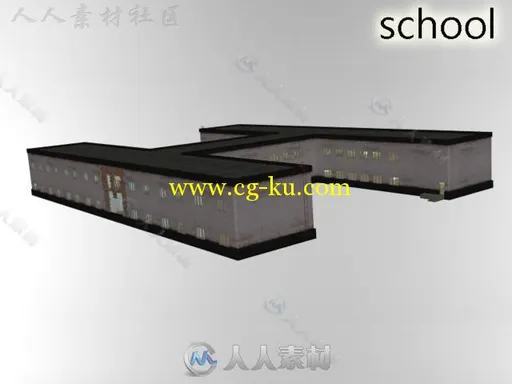 经典苏联学校教学楼的工业环境3D模型Unity素材资源的图片2