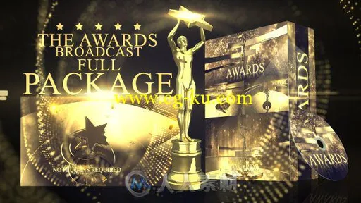 金色高贵典雅的颁奖典礼开场幻灯片AE模板 Videohive The Awards的图片2