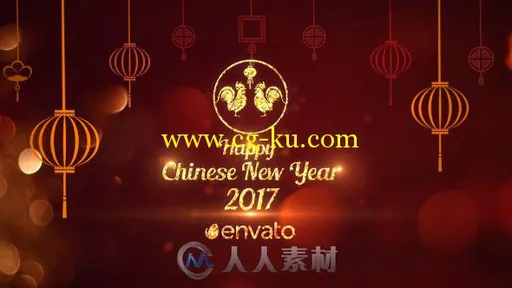 时尚美丽金色粒子标题动画AE模板Videohive Chinese New Year Greetings 2017 1928...的图片1