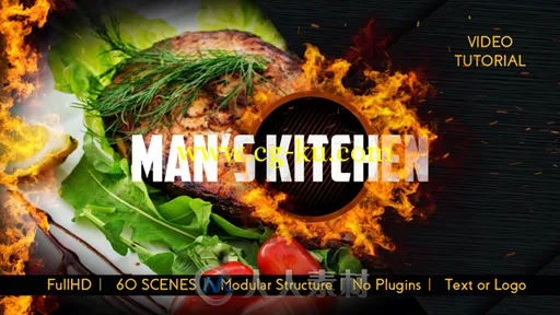 时尚餐厅厨房食谱价格介绍电视栏目包装AE模板Videohive Men's Kitchen Menu 19239...的图片1