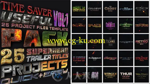 25组超级霸气震撼英雄风格的3D标题AE模板Videohive 25 SuperHero Trailer Titles ...的图片1