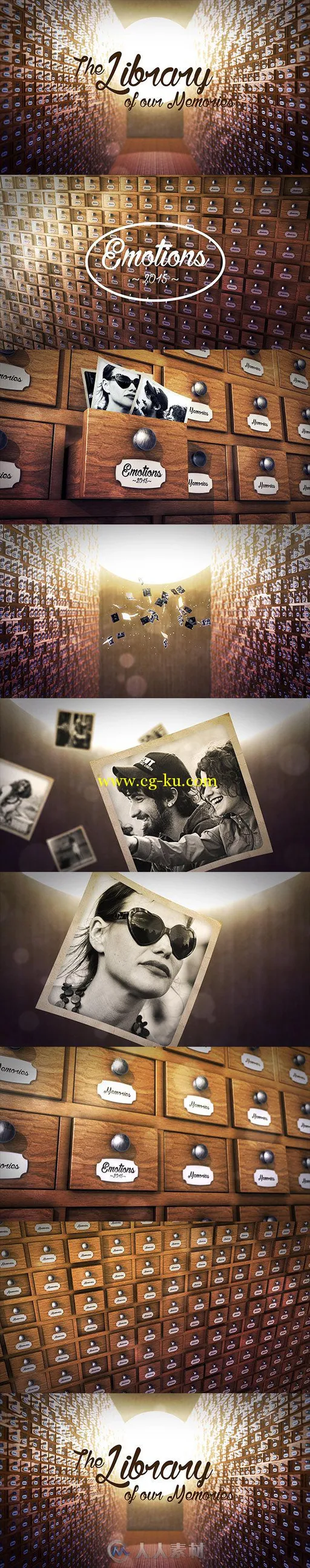 三维图书馆我们的回忆幻灯片相册动画AE模板Videohive The Library of our Memorie...的图片1