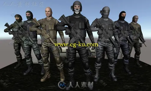 可定制士兵和武器包人类人形生物角色3D模型Unity游戏素材资源的图片3