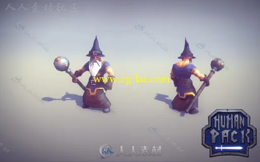 战士弓箭手巫师和牧师幻想人形生物角色3D模型Unity游戏素材资源的图片1