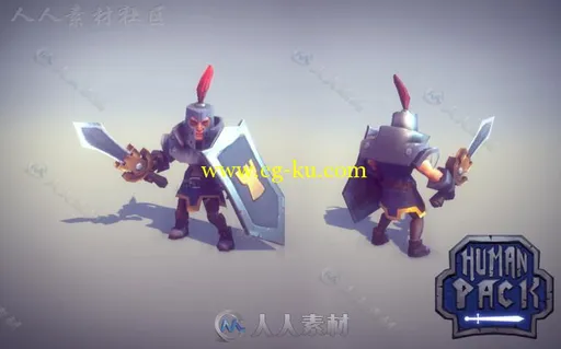 战士弓箭手巫师和牧师幻想人形生物角色3D模型Unity游戏素材资源的图片3