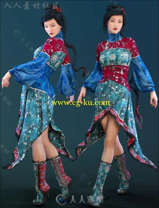 美丽的中国古代女性服装3D模型合辑的图片3