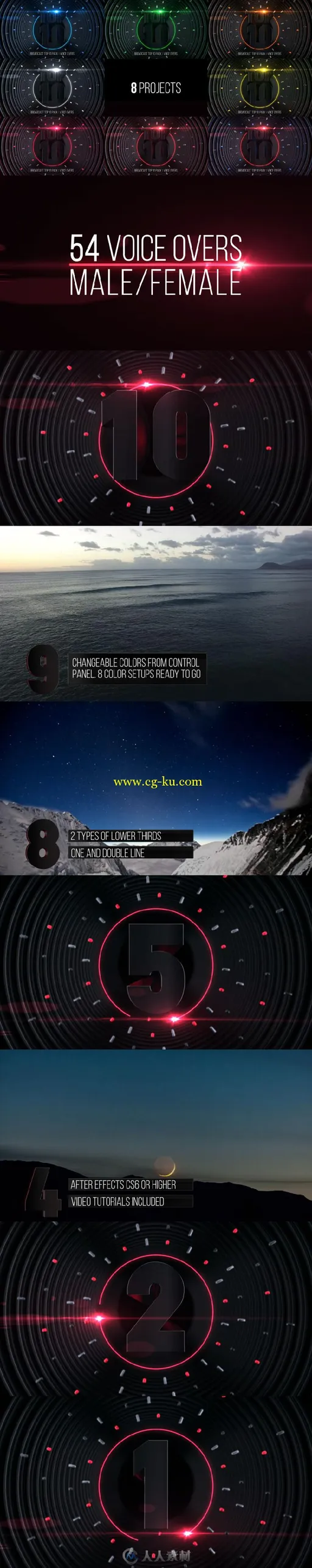 现代时尚倒计时颁奖典礼视频包装AE模板Videohive Broadcast Top 10 Pack Voice O...的图片2