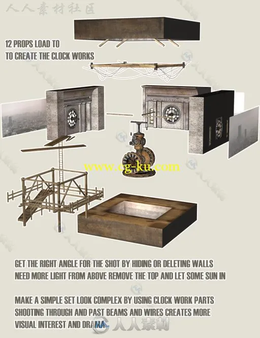 时钟道具室内装饰3D模型合辑的图片3