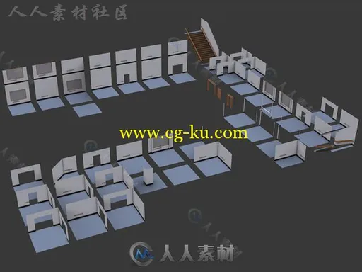 办公走廊房间和大堂工业环境3D模型Unity游戏素材资源的图片3