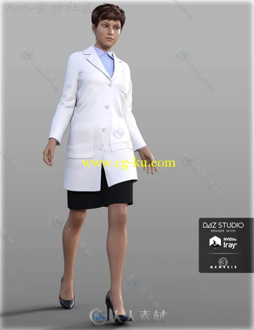 现代美丽简单的女性医生外套服装3D模型合辑的图片3