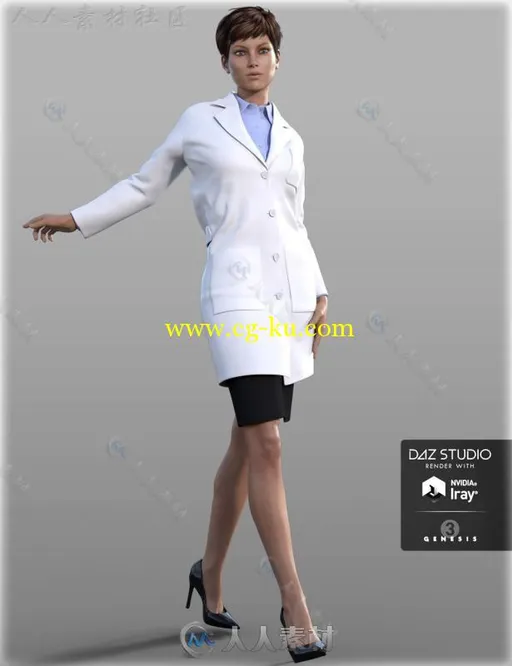 现代美丽简单的女性医生外套服装3D模型合辑的图片4