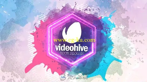 美丽的多彩水墨飞溅霓虹标志Logo演绎AE模板 Videohive Splatter Logo 18298248的图片2