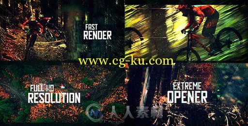 超酷故障极限运动体育比赛节目包装片头AE模板 Videohive Extreme Opener 18932001的图片1