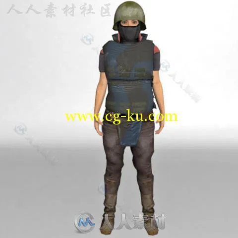 女士兵人类人形生物角色3D模型Unity游戏素材资源的图片1