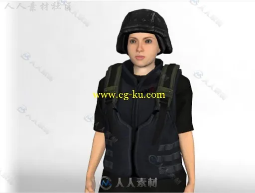 女士兵人类人形生物角色3D模型Unity游戏素材资源的图片4