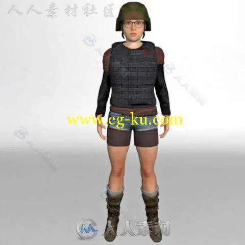 女士兵人类人形生物角色3D模型Unity游戏素材资源的图片5