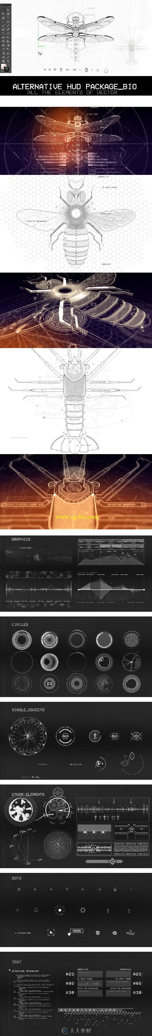 超酷动态科技故障效果生物HUD包AE模板Videohive Alternative HUD Package Bio 179...的图片1