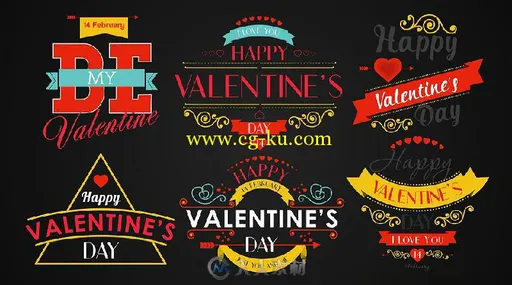 美丽浪漫时尚的情人节徽章动画AE模板Videohive Happy Valentine's Day Badges Pac...的图片4