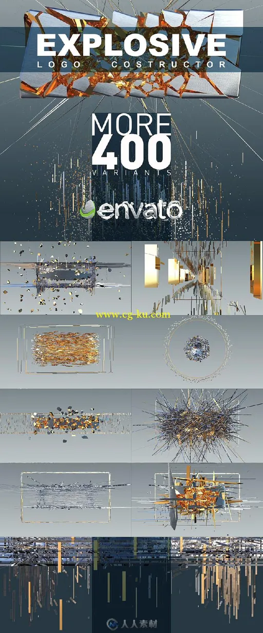 创意震撼破碎爆炸标志显示Logo演绎AE模板Videohive Explosive Logo Costructor 16...的图片1