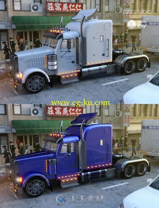 现代华丽和生锈的大卡车3D模型合辑的图片3