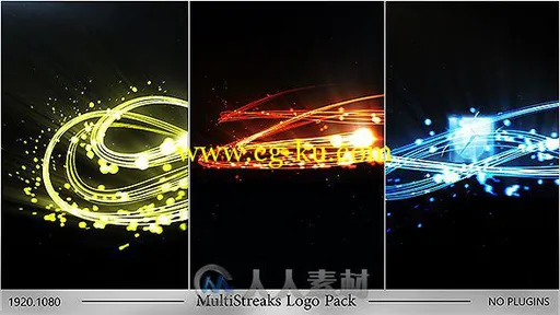 优雅美丽的粒子光线飞舞标志显示Logo演绎AE模板Videohive MultiStreaks Logo Pack...的图片1