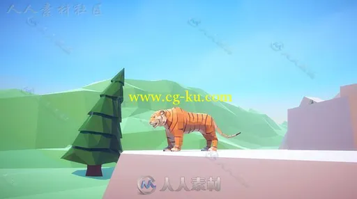 美丽的艺术老虎动物角色3D模型Unity游戏素材资源的图片3