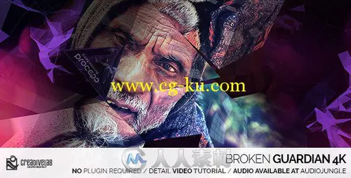 震撼多边网面紫色梦幻光斑电影开场幻灯片AE模板 Videohive Broken Guardian 4K 193...的图片1