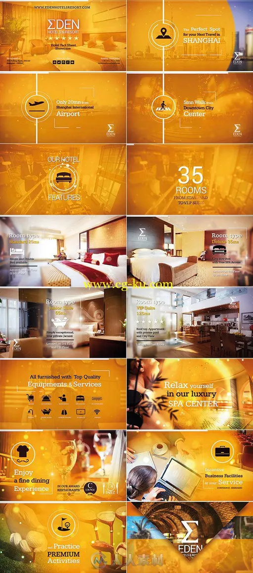 旅游休闲豪华酒店客房餐厅展示幻灯片AE模板Videohive Hotel Fact-sheet Showcase的图片1