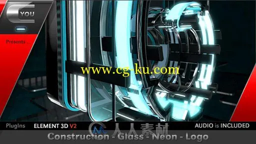 超酷科技玻璃质感霓虹灯标志Logo演绎AE模板 Videohive Construction Glass的图片1