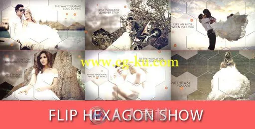 时尚美丽六边形翻转展示照片幻灯片相册动画AE模板Videohive Flip Hexagon Show 65的图片1