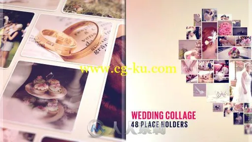 婚礼照片优雅掉落拼成心型浪漫幻灯片相册动画AE模板Videohive Wedding 1932的图片1