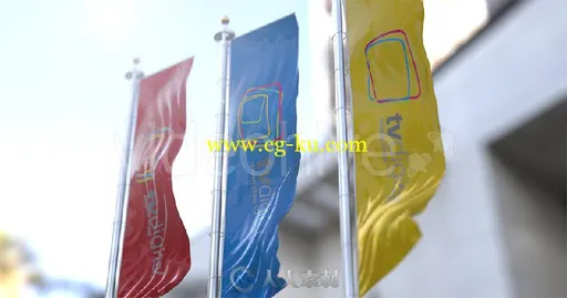 动态三维旗帜飘动动画公司标志Logo演绎AE模板 Videohive 3D Flag V2 19165377的图片1