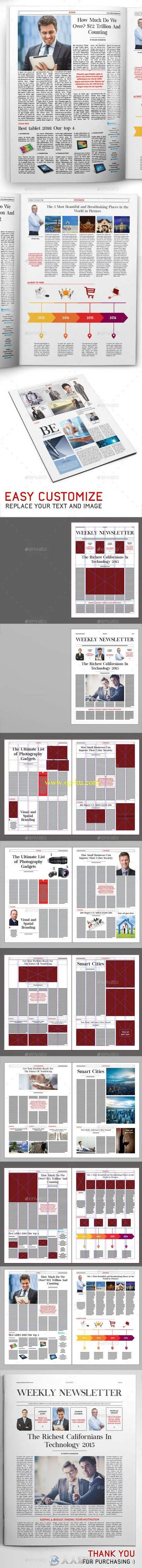 现代专业豪华时事通讯周刊indesign排版模板的图片2