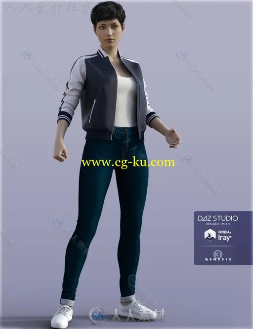 现代女性美丽舒适的棒球服3D模型合辑的图片1