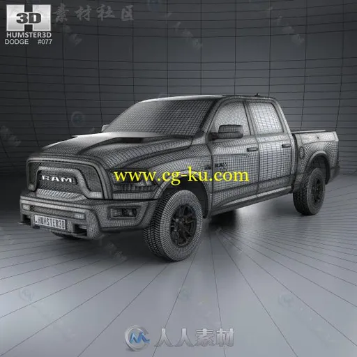 高精度道奇皮卡RAM1500汽车3D模型 HUM3D DODGE RAM 1500 REBEL 2015的图片3