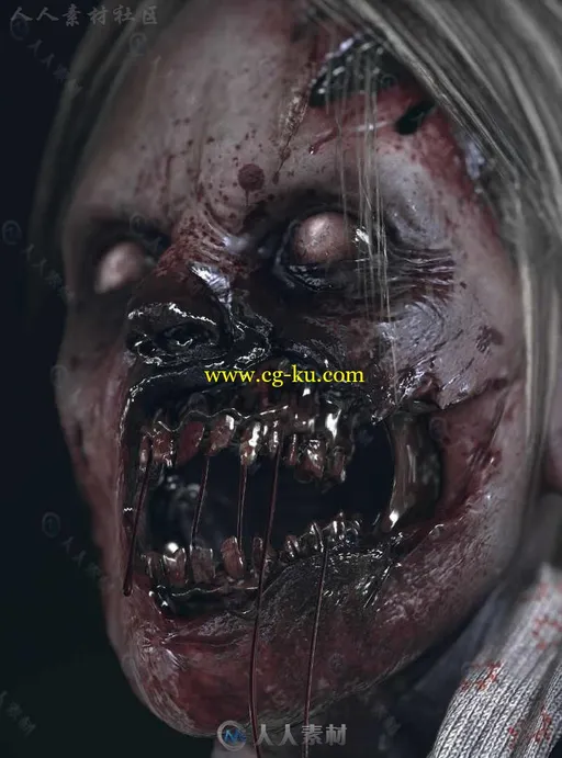 高精度僵尸游戏角色3D模型 TURBOSQUID ZOMBIE HIGH POLY FEMALE RIGGED AND TEXTURED的图片4